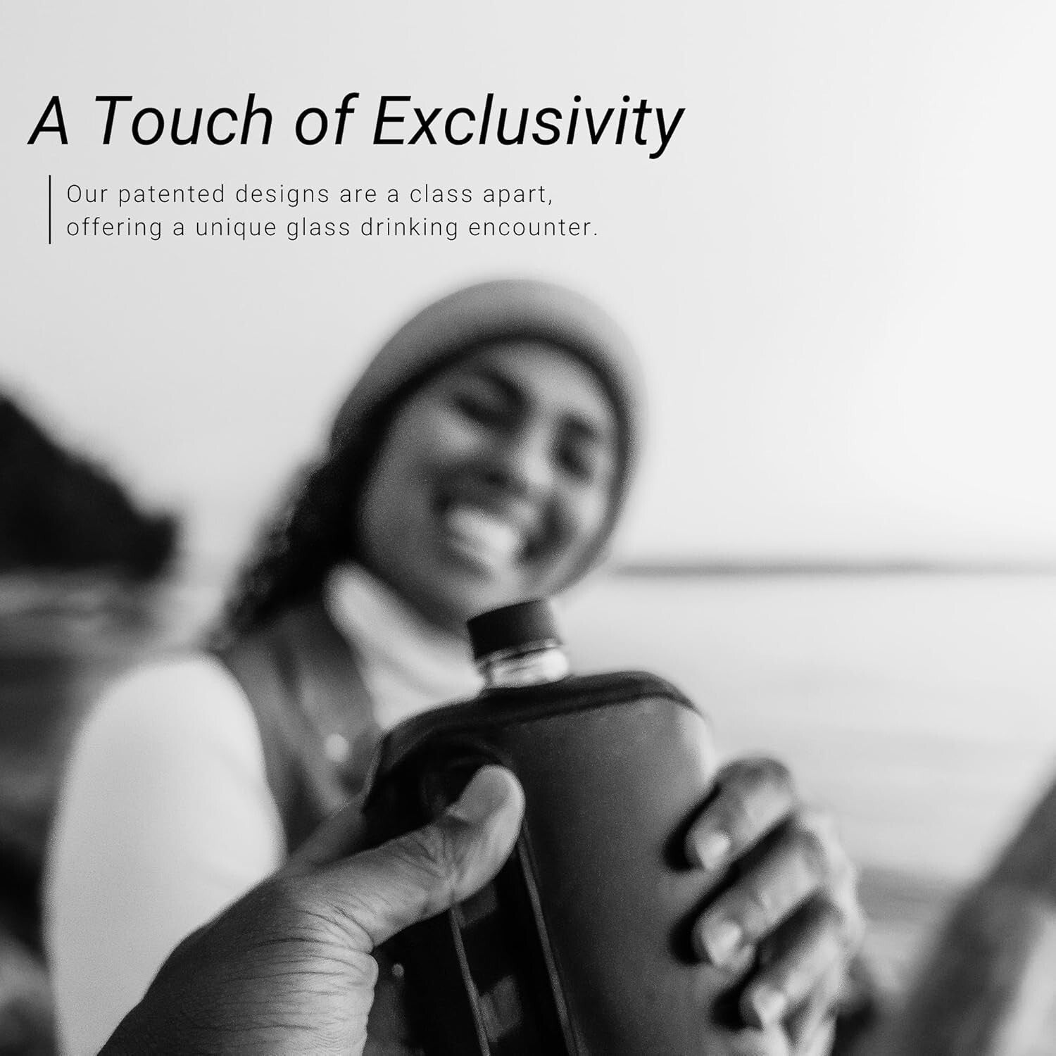 Modern Leather Covered Glass Hip Flask for Whiskey - Double Shot 240ml