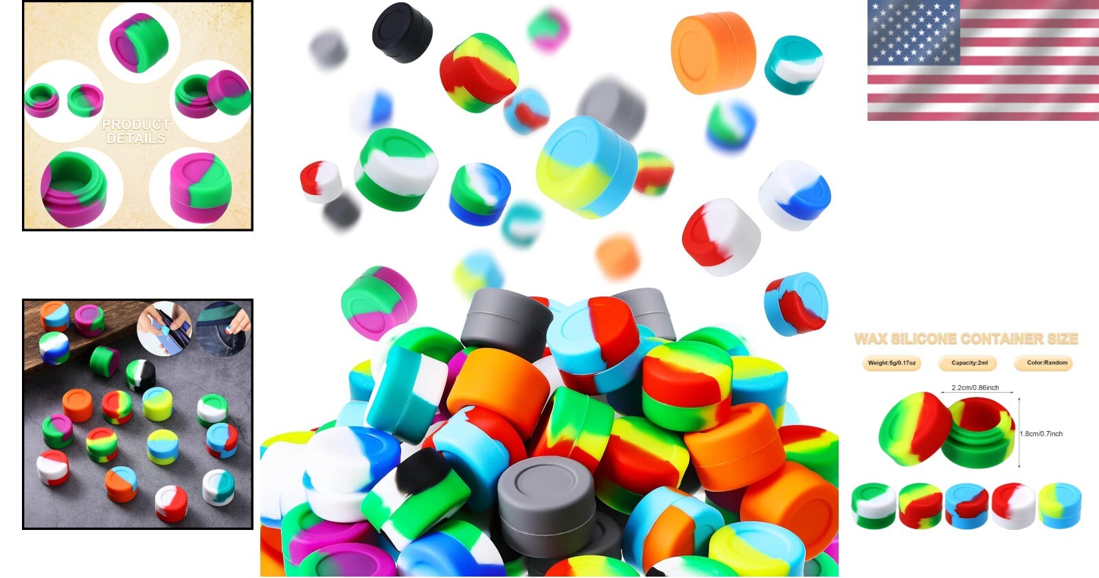 300 Pcs Assorted 2 Ml Silicone Storage Containers - Non-Stick & Durable