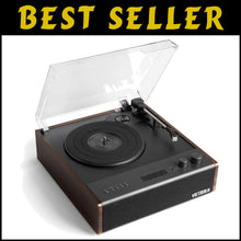 Load image into Gallery viewer, Versatile Espresso Turntable: 3-Speed, Bluetooth, with Hi-Fi Speakers Included