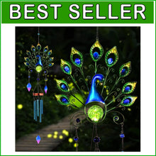 Load image into Gallery viewer, Colorful Solar Wind Chimes - 53.5" Durable Peacock Design for Romantic Lighting