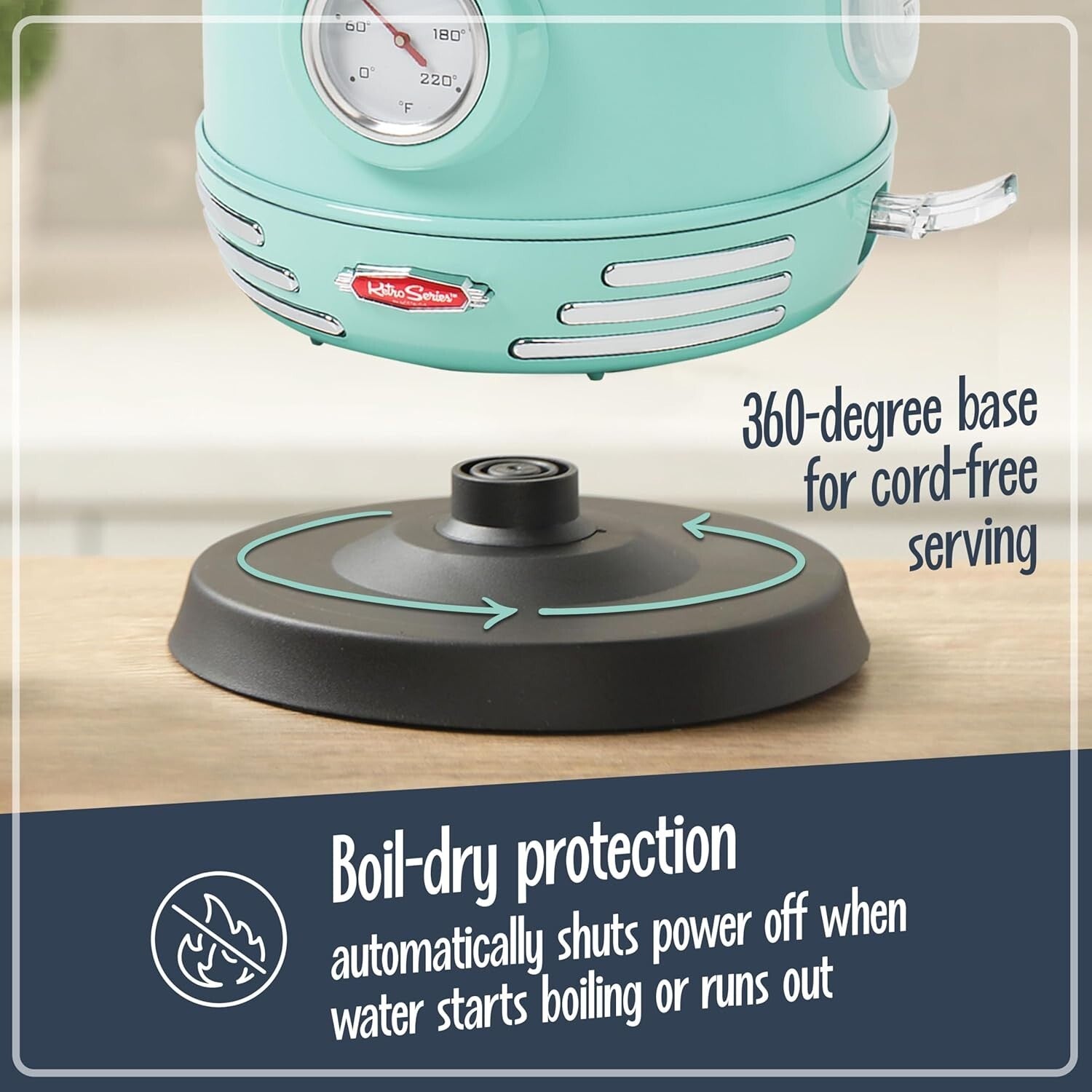 Elegant 1.7L Retro Tea Kettle with 360-Degree Base & Water Level Indicator
