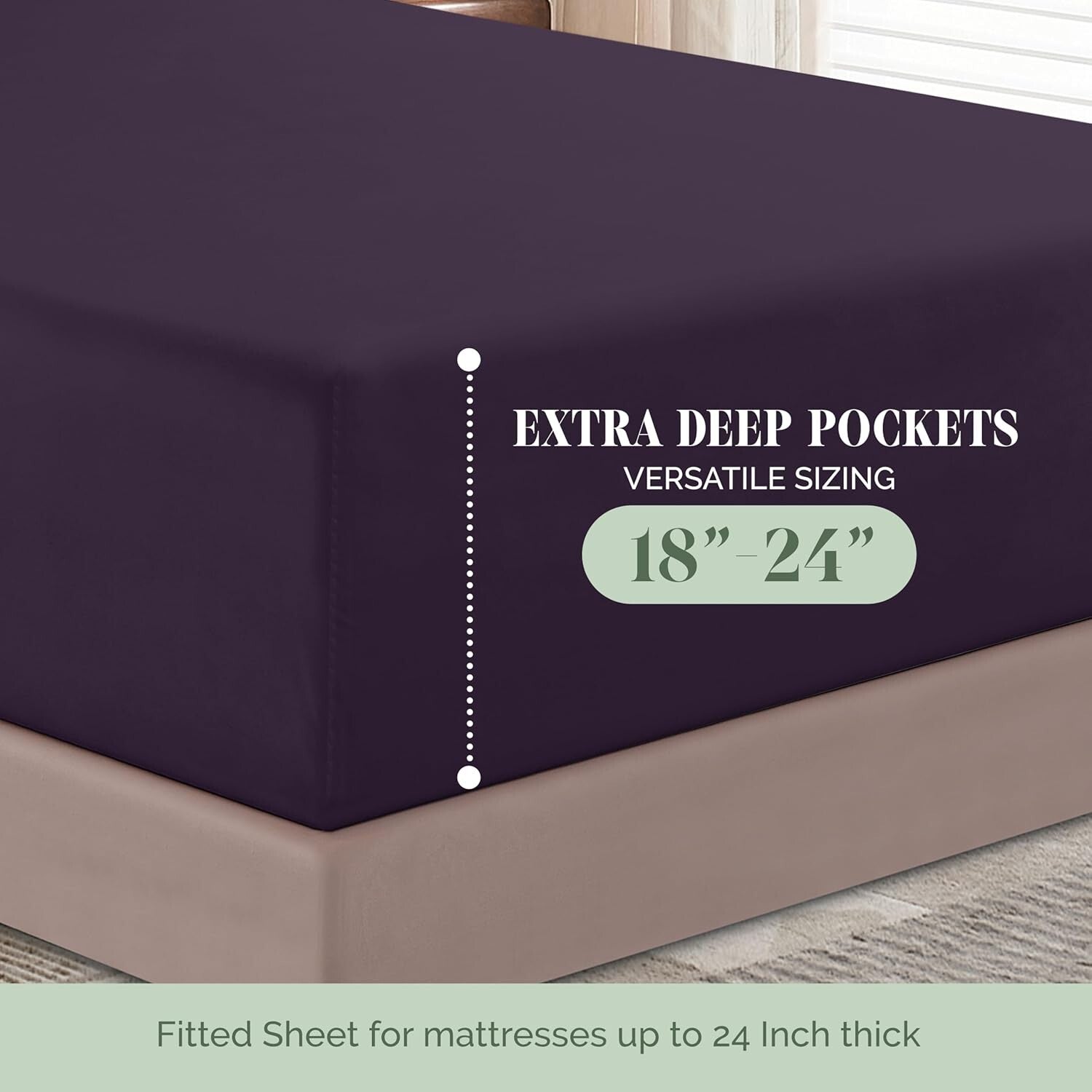 King-Size Luxury Microfiber Sheet Set - Fade Resistant & Wrinkle Free, Eggplant