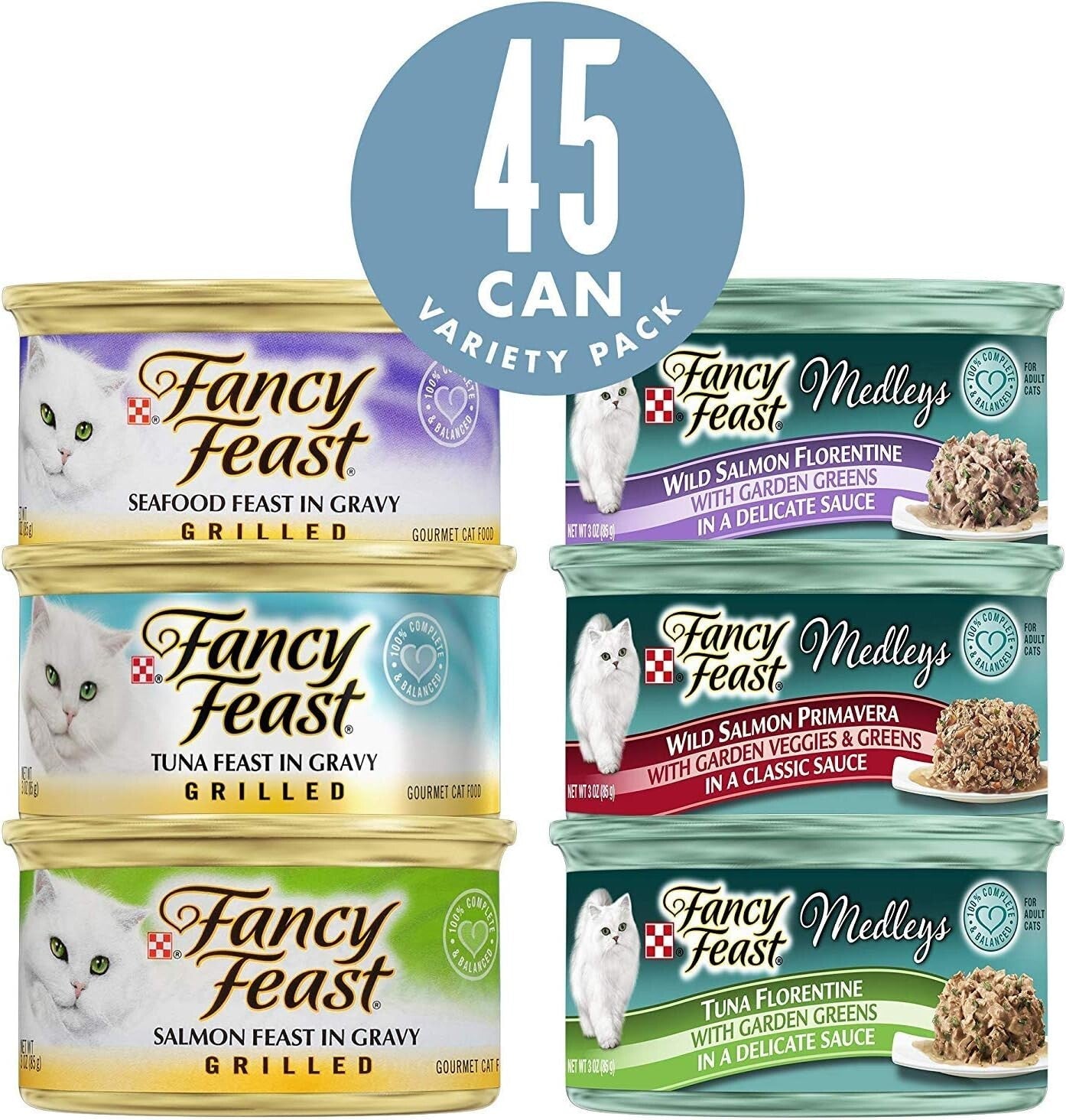 Premium Seafood Variety Pack - Purina Wet Cat Food (45 Cans of Delight)