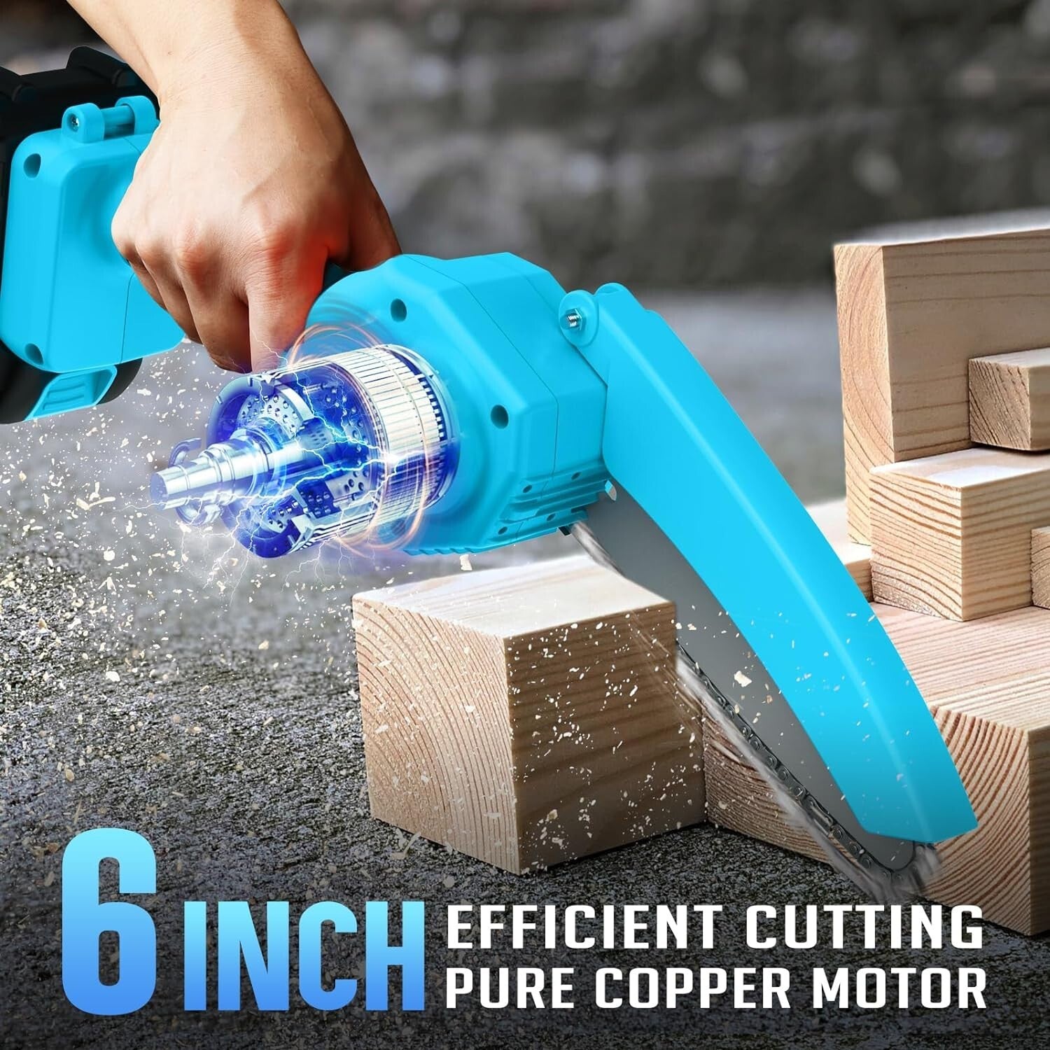 Effortless Tree Trimming with 6-Inch Cordless Mini Chainsaw - 2 Battery Included