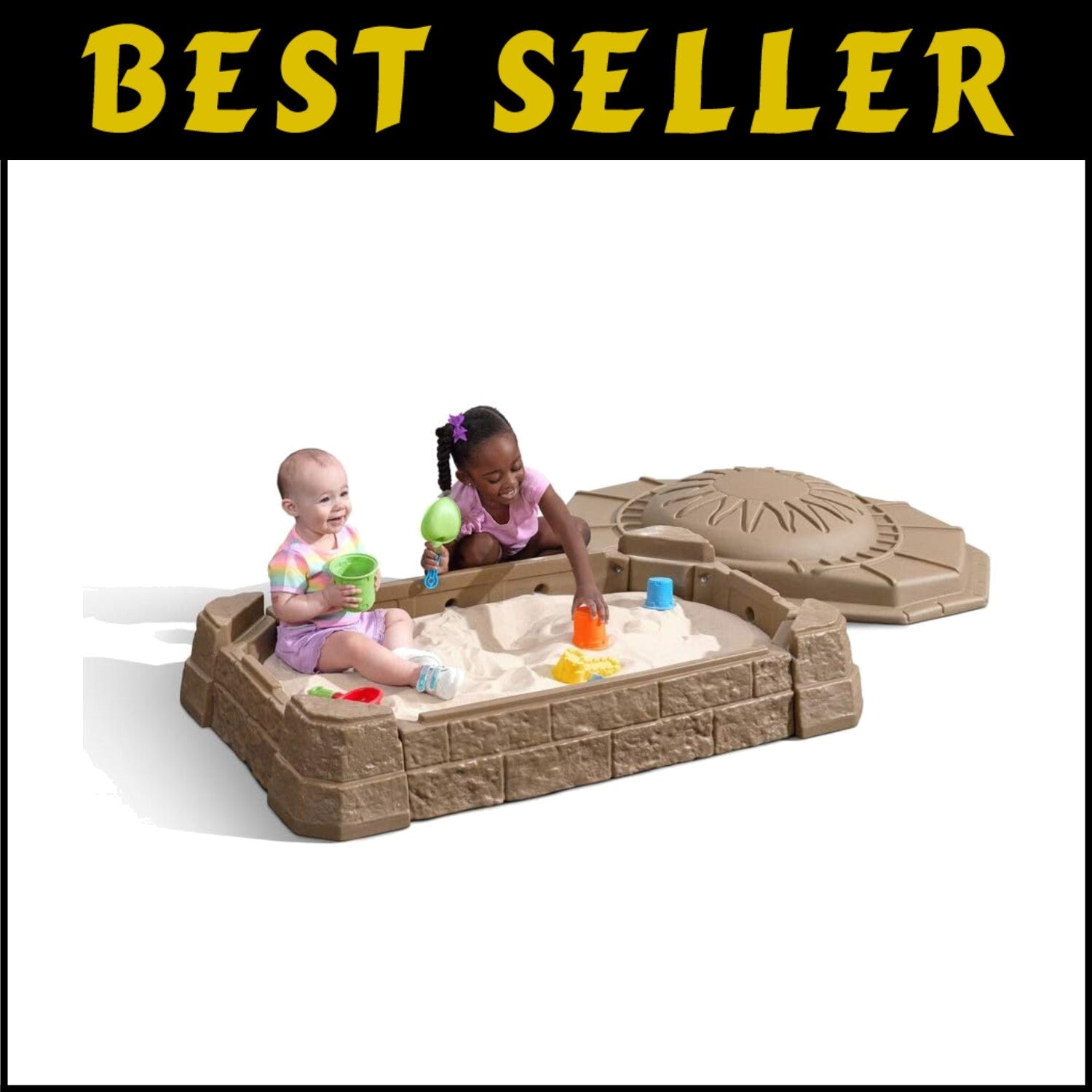 Outdoor Kids Sandbox with Built-In Seats & STEM Accessories for Creative Fun