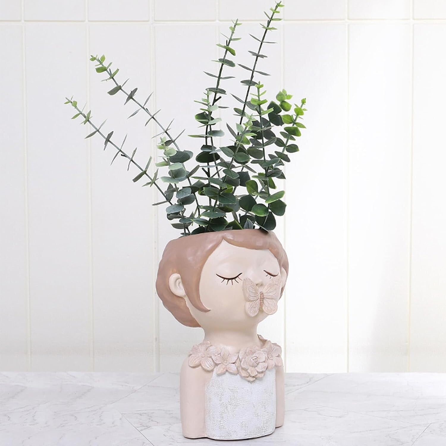 Cute Cartoon Girl Resin Flower Pot - Perfect for Succulents Indoors & Outdoors
