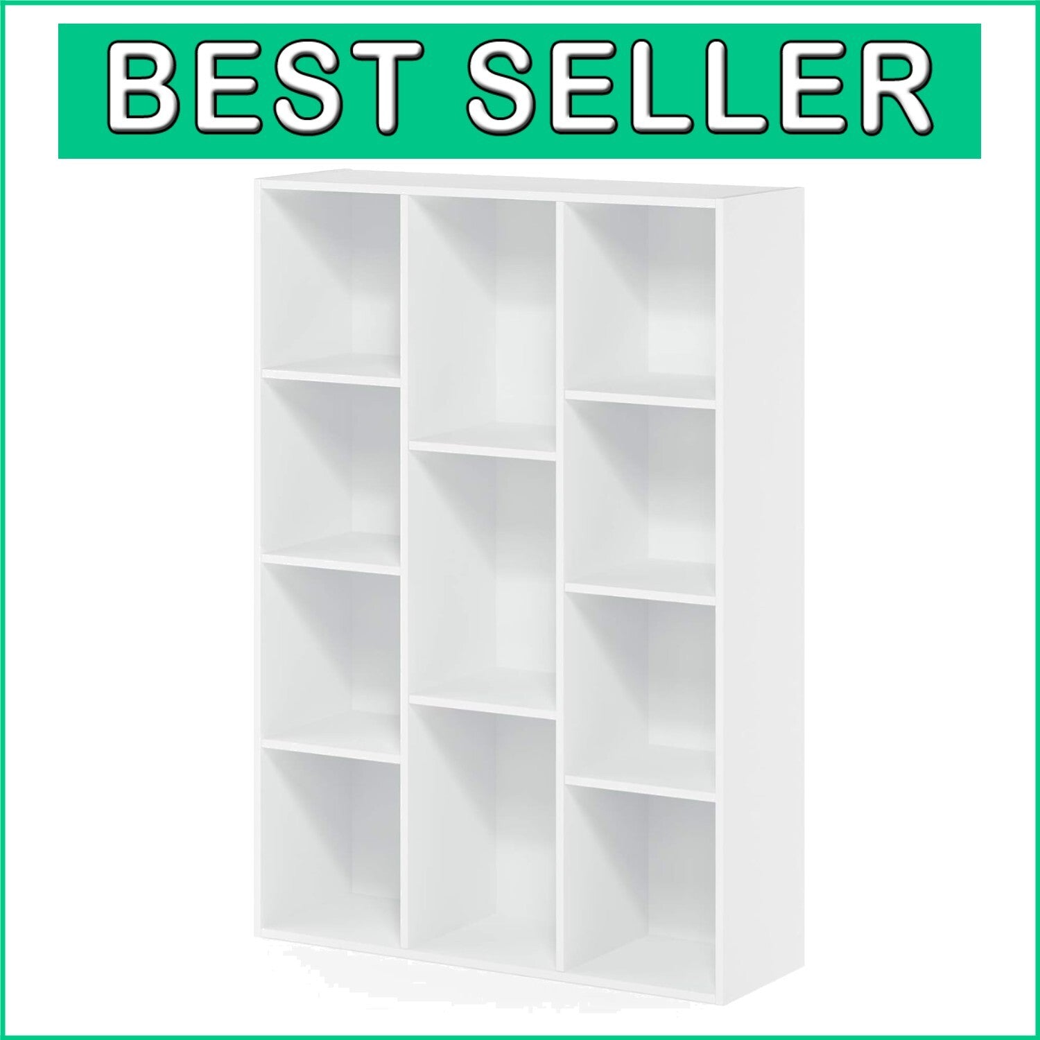 Easy Assembly 11-Cube White Bookcase - Durable Indoor Storage Solution