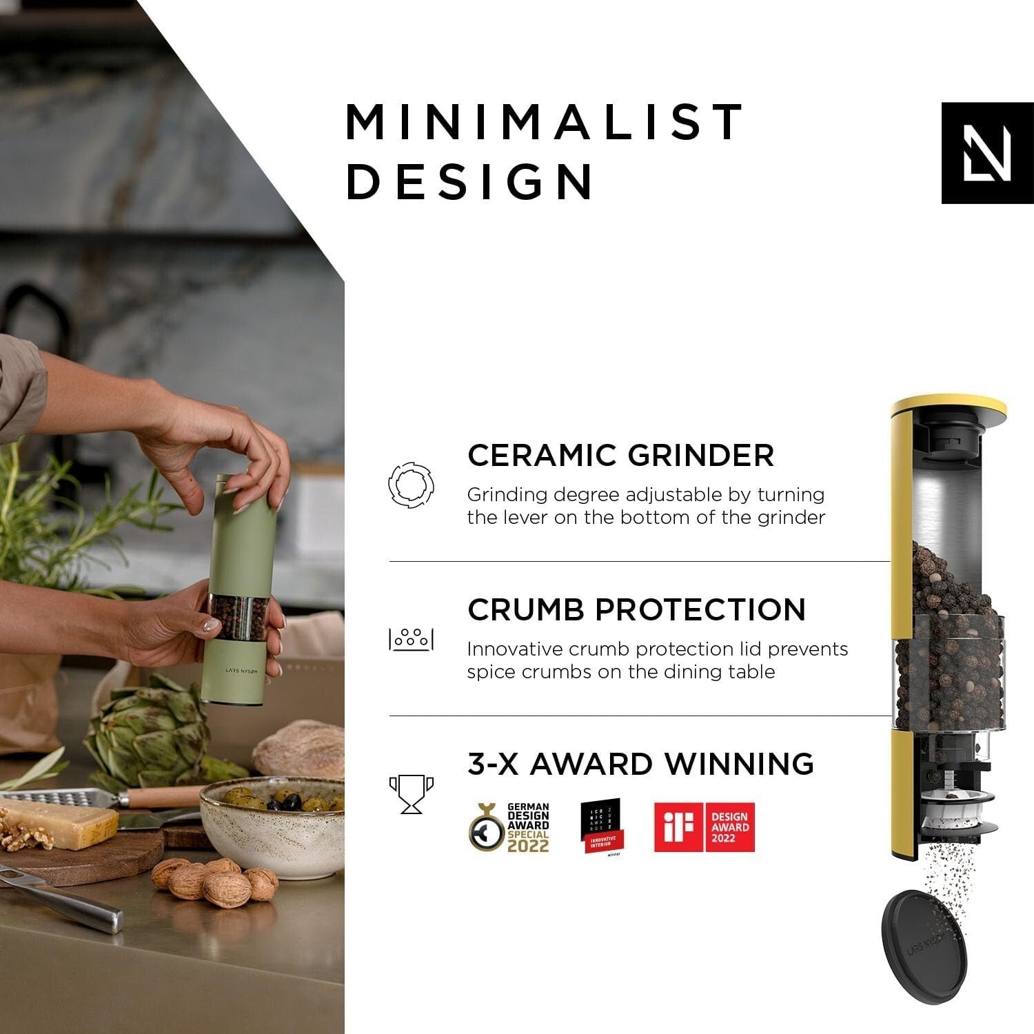 Compact Adjustable Spice Mill Set for Home & Restaurant Use - Manual Operation