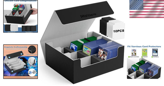 Luxury Leather Trading Card Storage Box with Magnetic Closure for 1800+ Cards