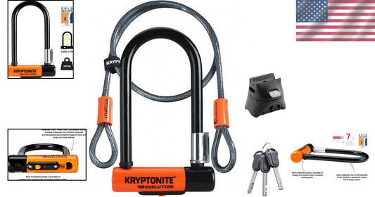 13mm U-Lock with 4ft Security Cable & Ergonomic Keys - Durable Anti-Theft Lock