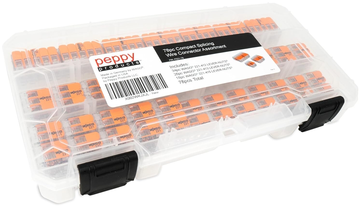 78pc WAGO Lever Nuts Wire Connector Set with Case - Reliable Splicing Solution