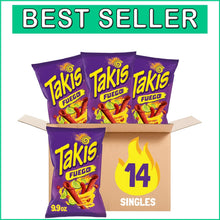 Load image into Gallery viewer, Fuego Tortilla Chips: 14 ct Extreme Chili &amp; Lime Flavor for Group Snacking