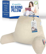 Load image into Gallery viewer, Large Back Rest Pillow with Pockets - Perfect for Reading &amp; Bedrest Relief