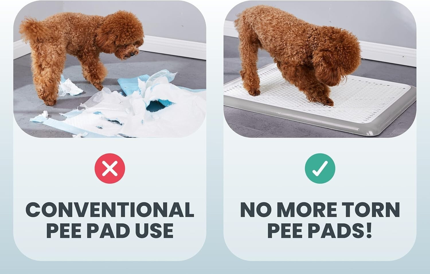 Removable Mesh Dog Potty Tray - 25''x20'' Indoor Pee Pad Holder for Small Dogs