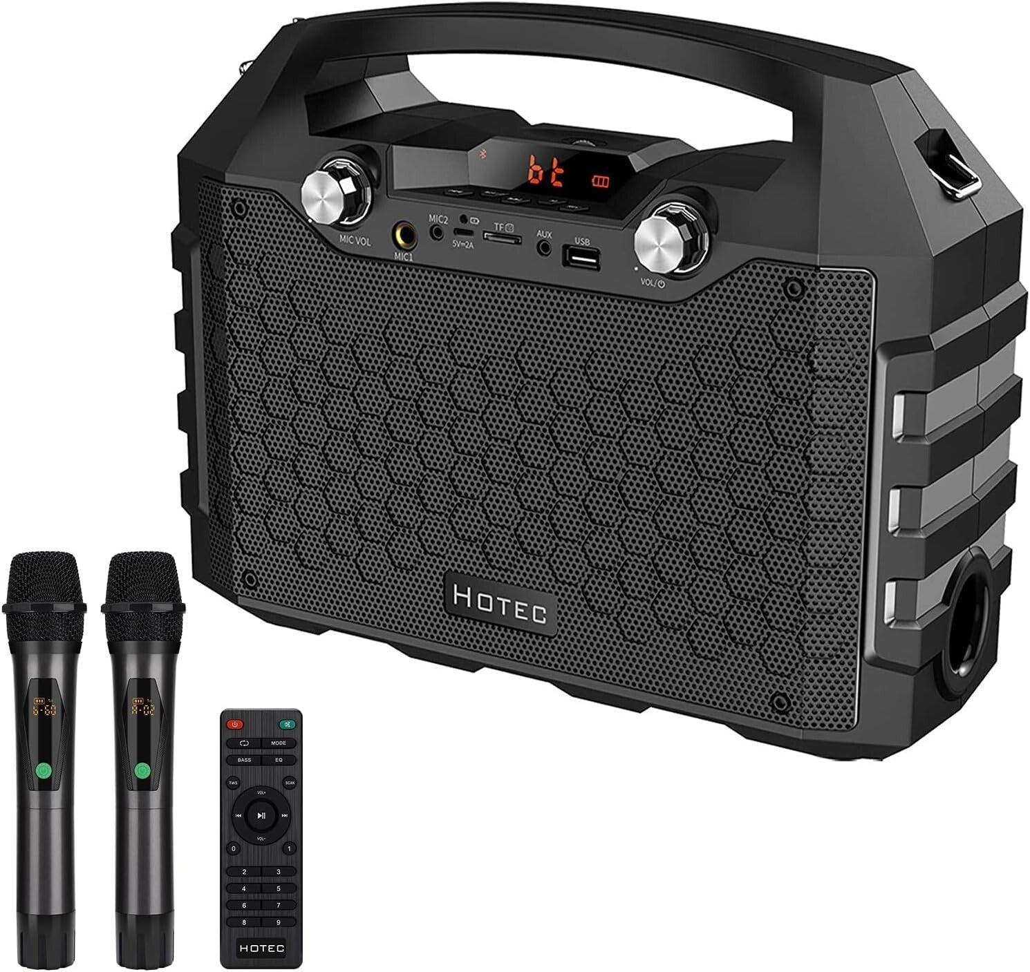 Powerful Bluetooth Karaoke Machine with UHF Mics - Ideal for Parties & Teaching