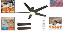 Load image into Gallery viewer, Whisper-Quiet 52-Inch Black Ceiling Fan with Remote and Adjustable Light Feature