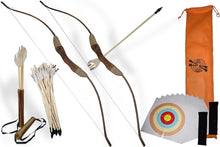 Load image into Gallery viewer, 33-Piece Wooden Bow and Arrow Set - Ideal Beginner Archery for Kids &amp; Teens