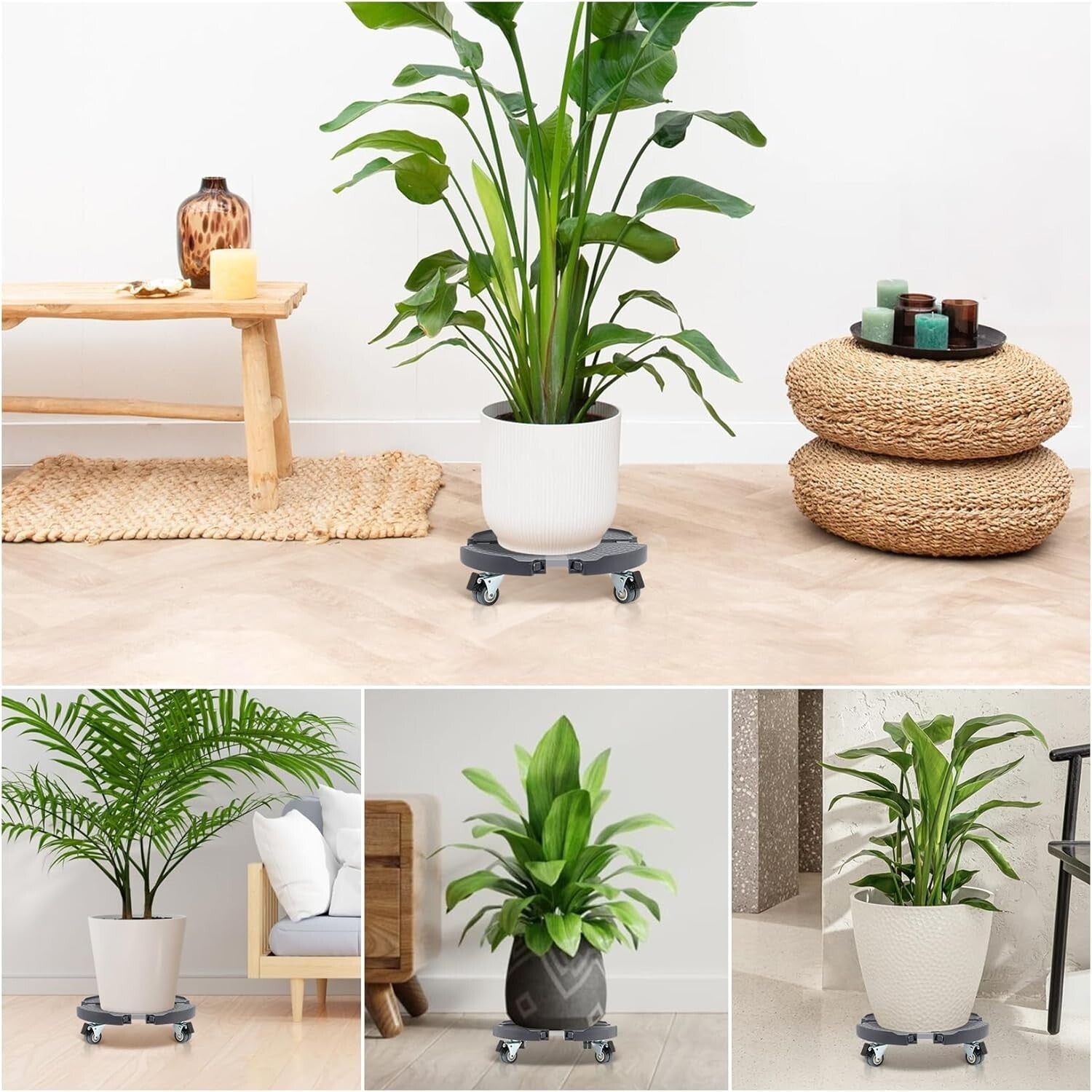 Adjustable Plant Roller Base with Wheels - 440 lbs Capacity for Large Planters