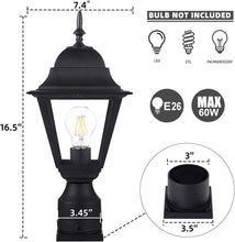 Load image into Gallery viewer, Weather-Resistant Garden Post Light with Pier Mount - Cast Aluminium Fixture