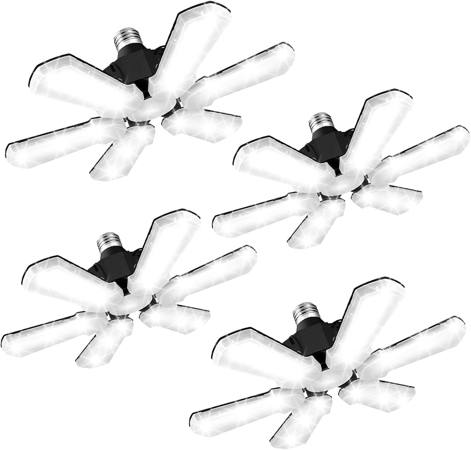 Bright 60000 Lumens Garage Ceiling Lights with Adjustable Panels - 4 Pack