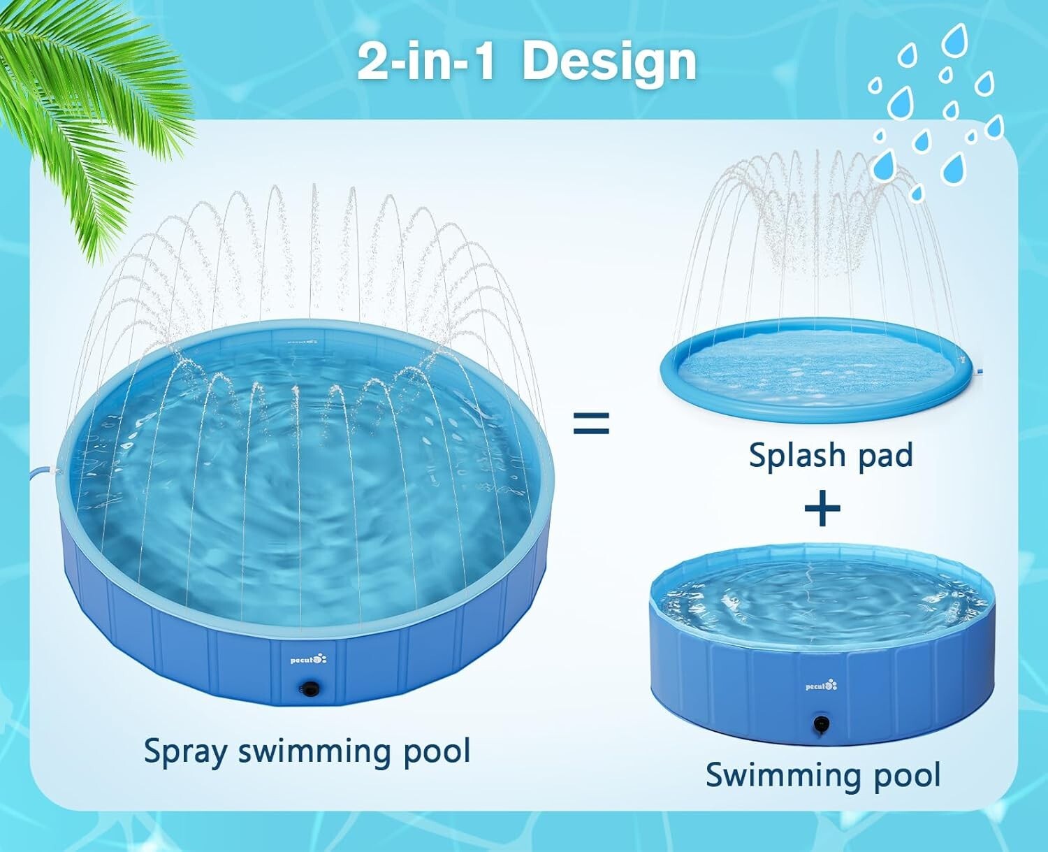 Extra-Large Foldable Dog Pool with Sprinkler - Portable Splash Wading Fun!