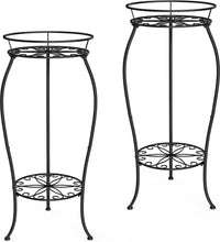 Load image into Gallery viewer, Rustproof 2 Pack Metal Planter Stands - Minimalist Design for Indoors &amp; Outdoors