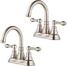 Load image into Gallery viewer, Elegant 2 Handle Brushed Nickel Bathroom Faucet with 360° Swivel &amp; Pop Up Drain