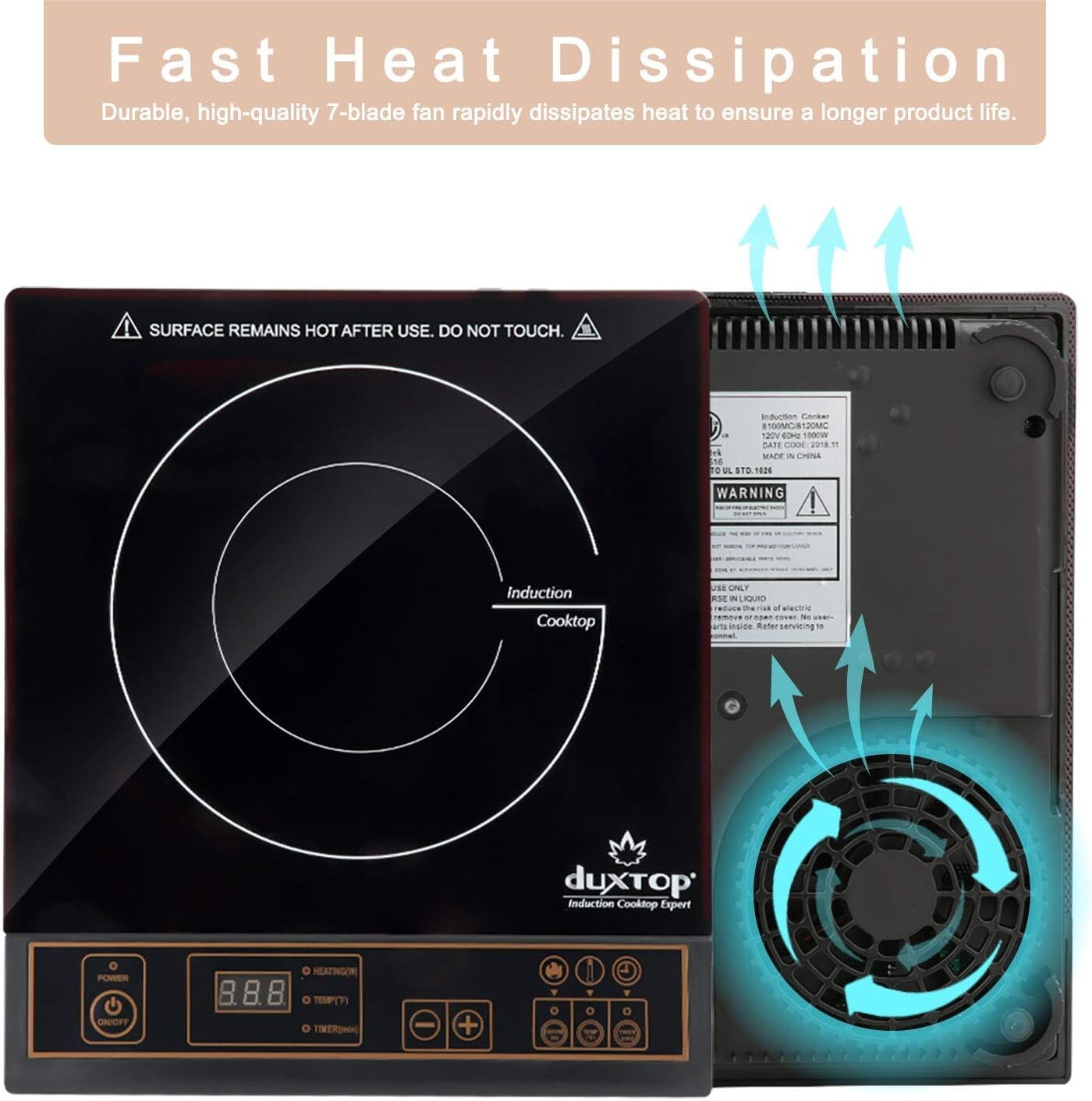 1800W Gold Induction Cooktop - Portable Countertop Burner for Effortless Cooking