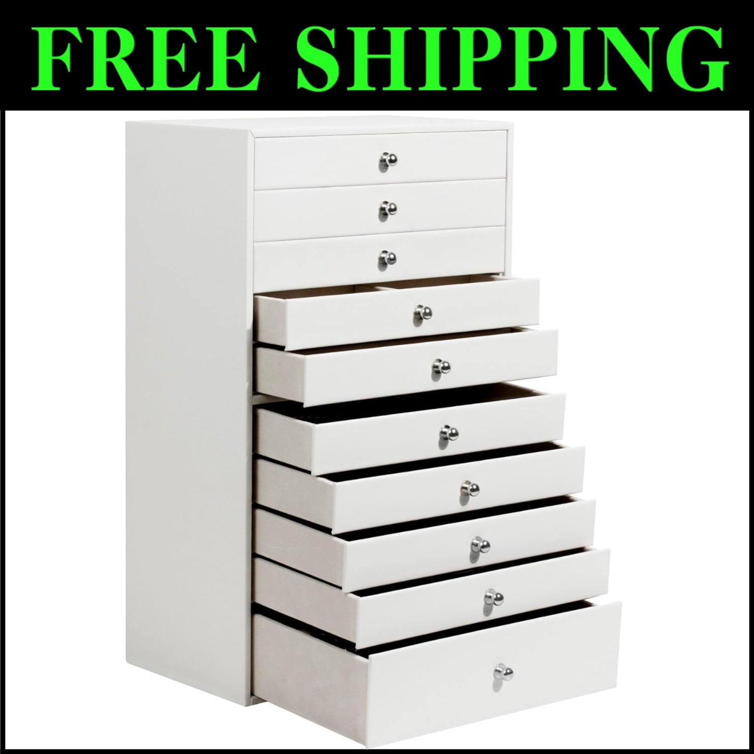 Elegant 10-Drawer Jewelry Box - Organized Storage for Rings, Necklaces & More