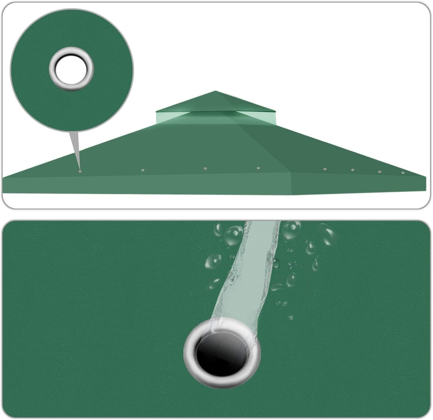 Double Tier 10x10 Gazebo Replacement Canopy - Water-Resistant & Easy Setup