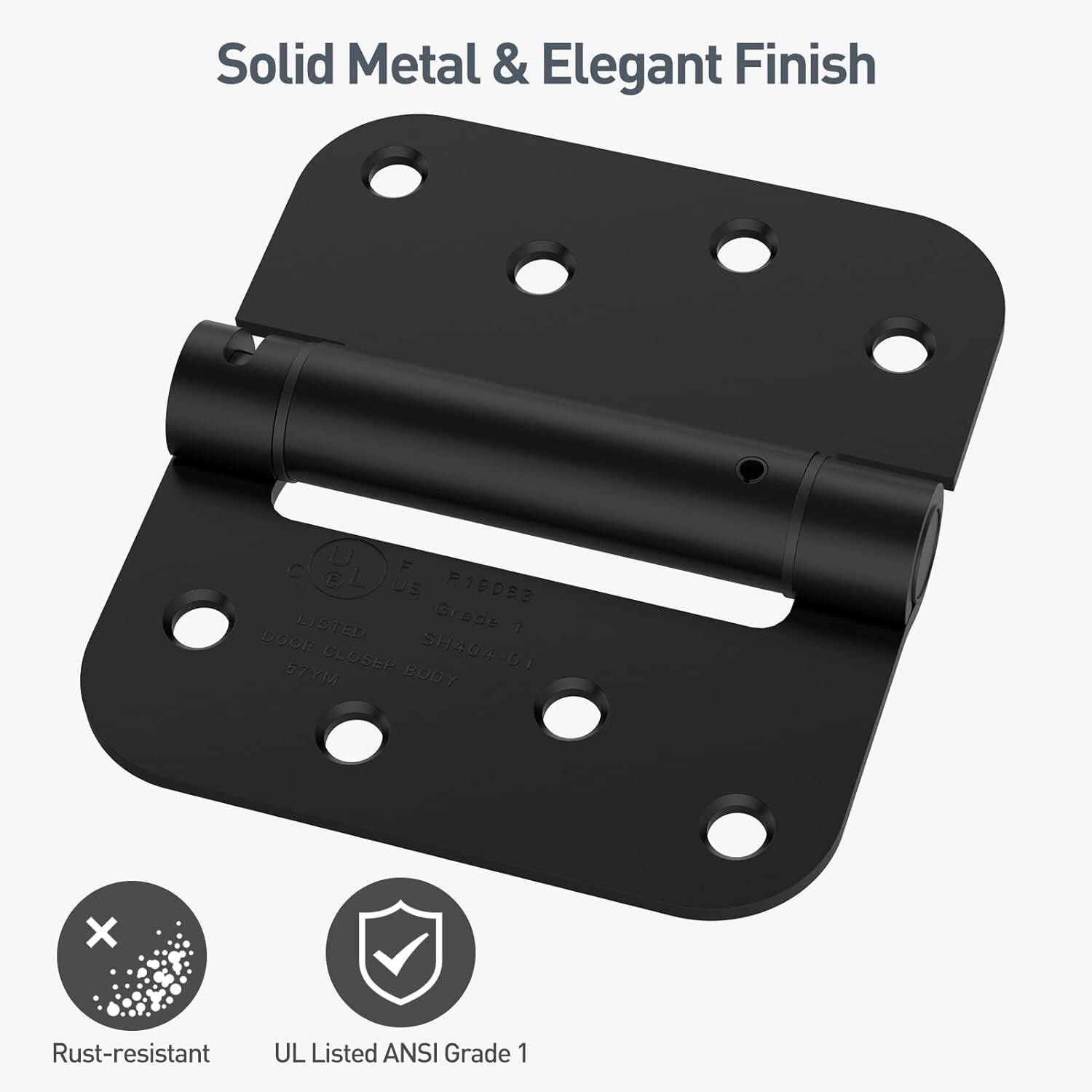 Soft Close Door Hinges - 4 Pack, Matte Black, Ideal for Residential & Commercial