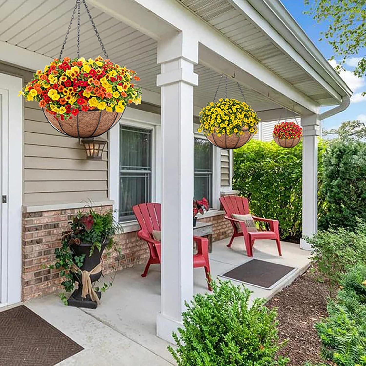 Classic 14-Inch Outdoor Hanging Baskets - Durable Design with Coco Fiber Liners