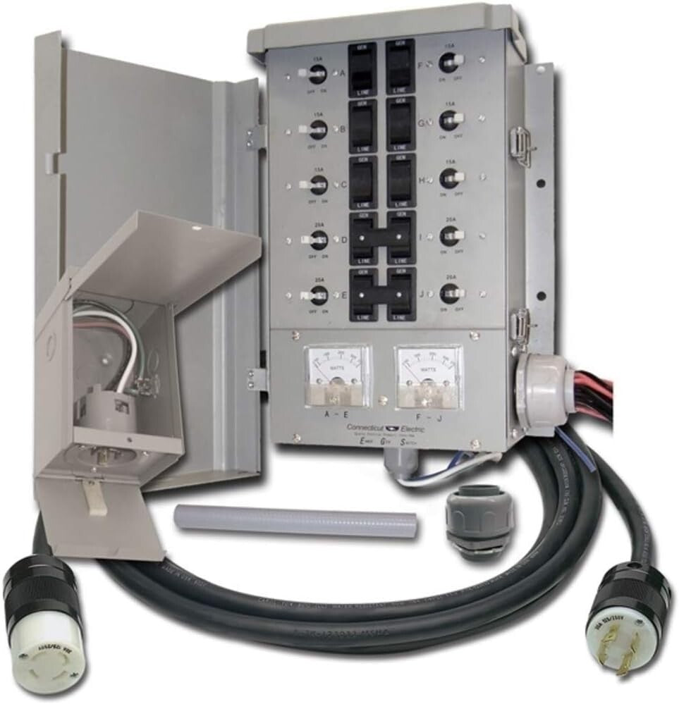 Durable 30 Amp Transfer Switch for Generators - 10 Circuits, Easy Installation