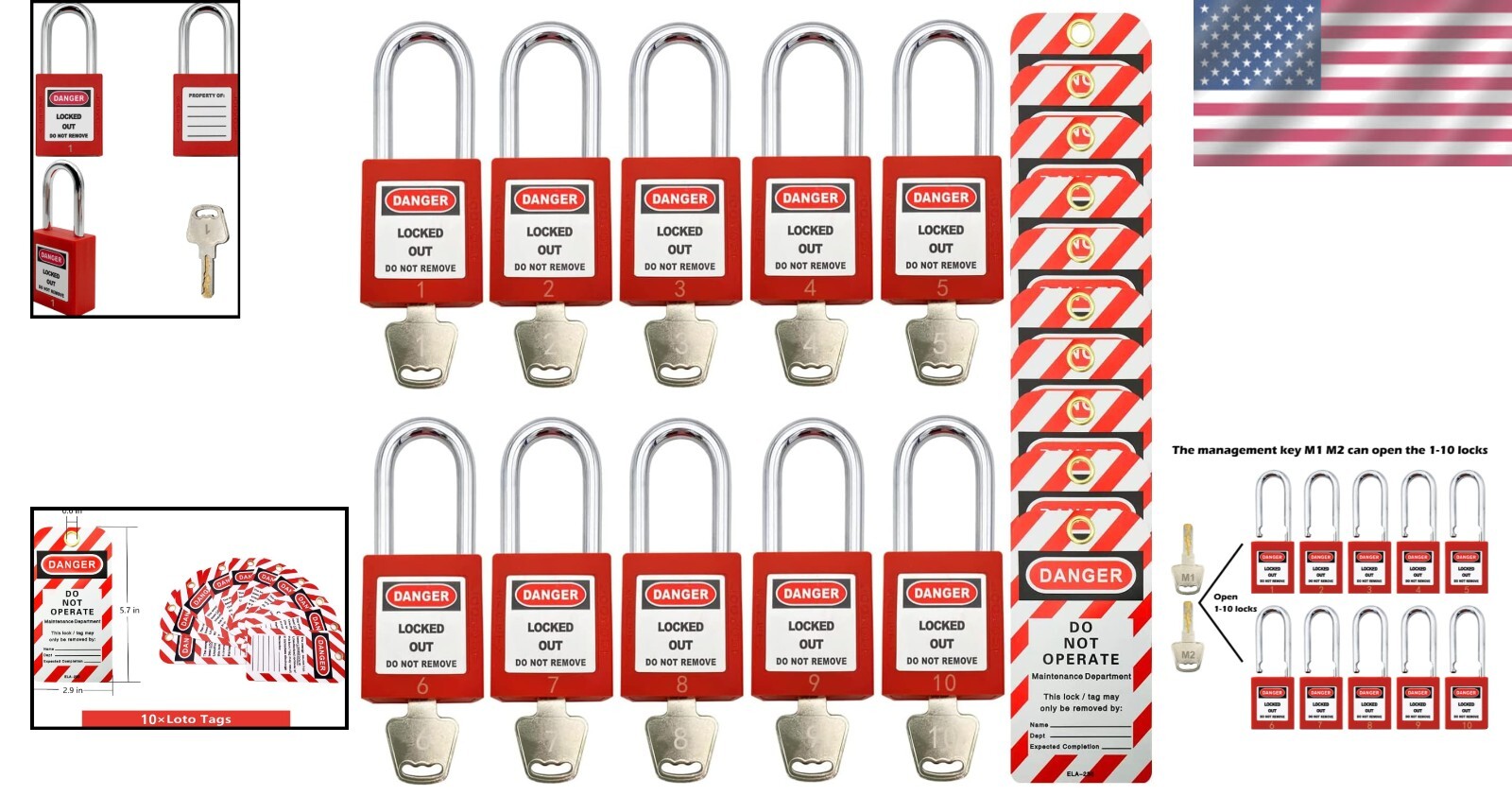Essential Red Lockout Tagout Locks with 12 Keys - Optimal Safety Guaranteed
