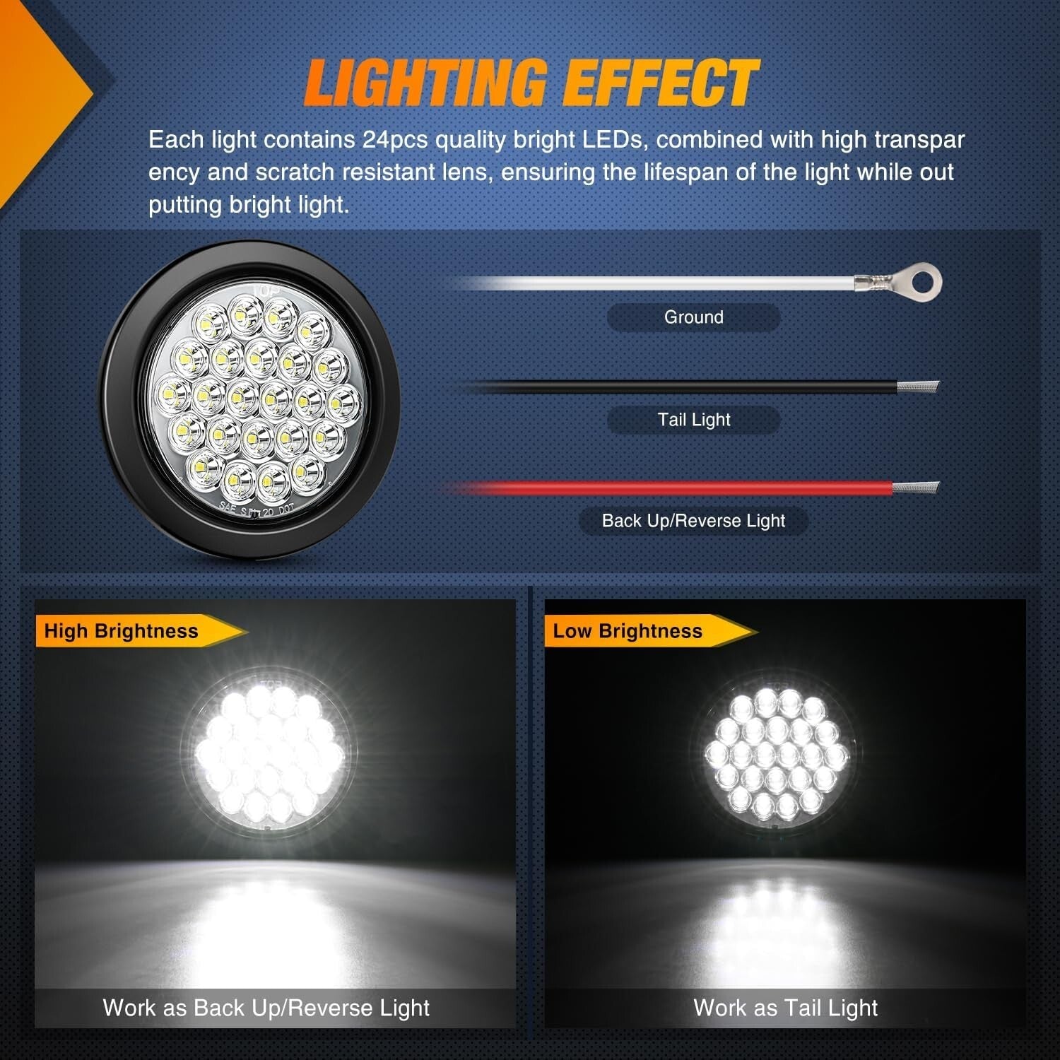 Dual Mode 4-Inch LED Tail & Turn Signal Lights for Trucks & Trailers - Set of 4