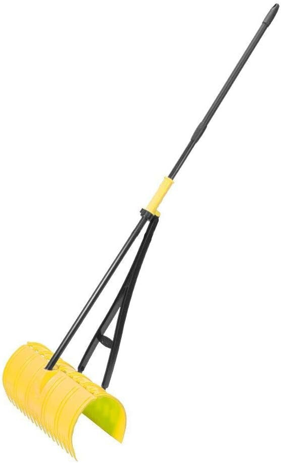 Ergonomic Telescopic Leaf Rake with 3-in-1 Grabber Functionality - Bright Yellow