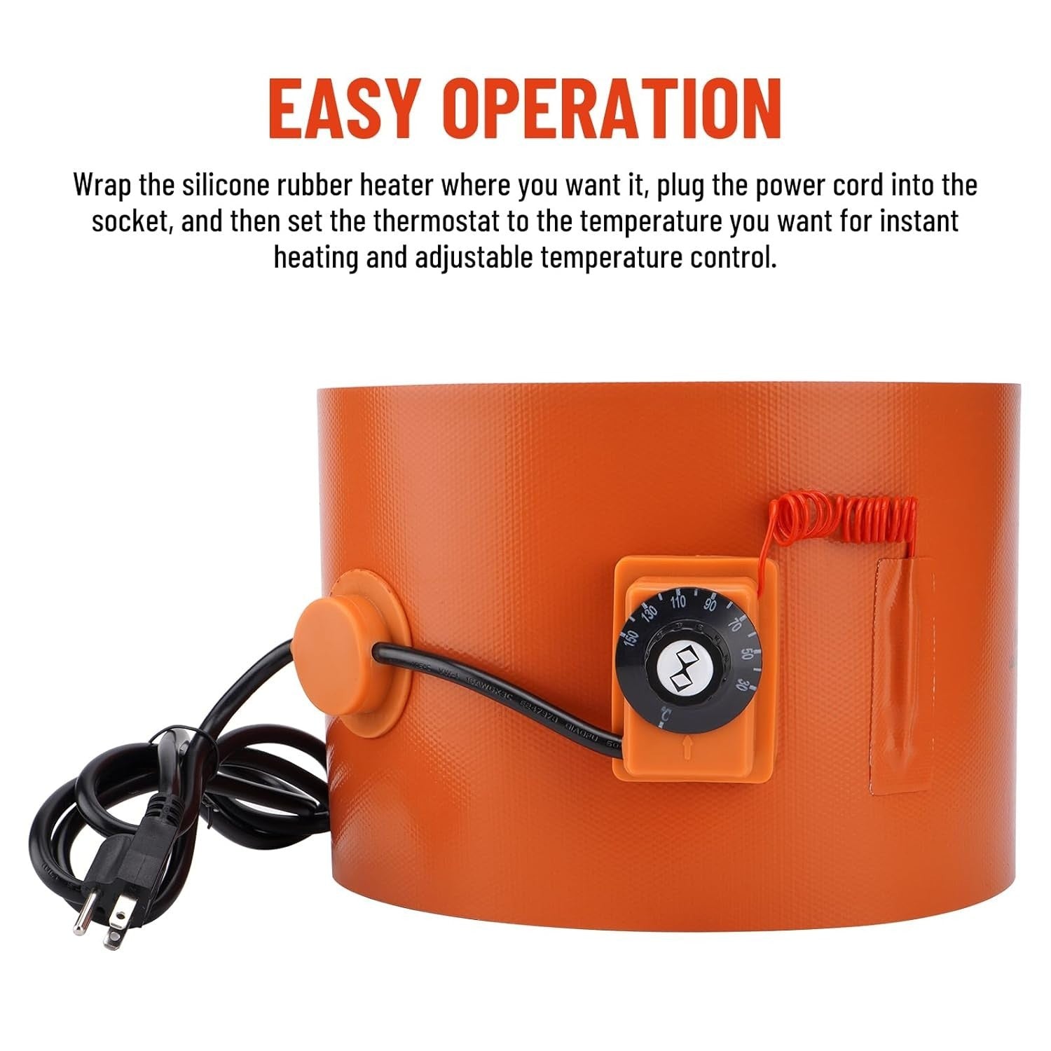 Durable Metal Band Heater for 5-Gallon Drums - 120V with Adjustable Thermostat