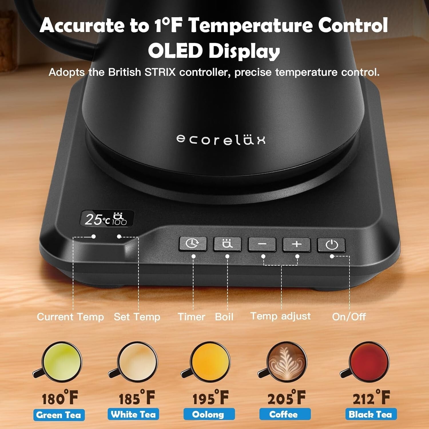 1L Stainless Steel Electric Gooseneck Kettle - Fast Heating & Automatic Shut-off