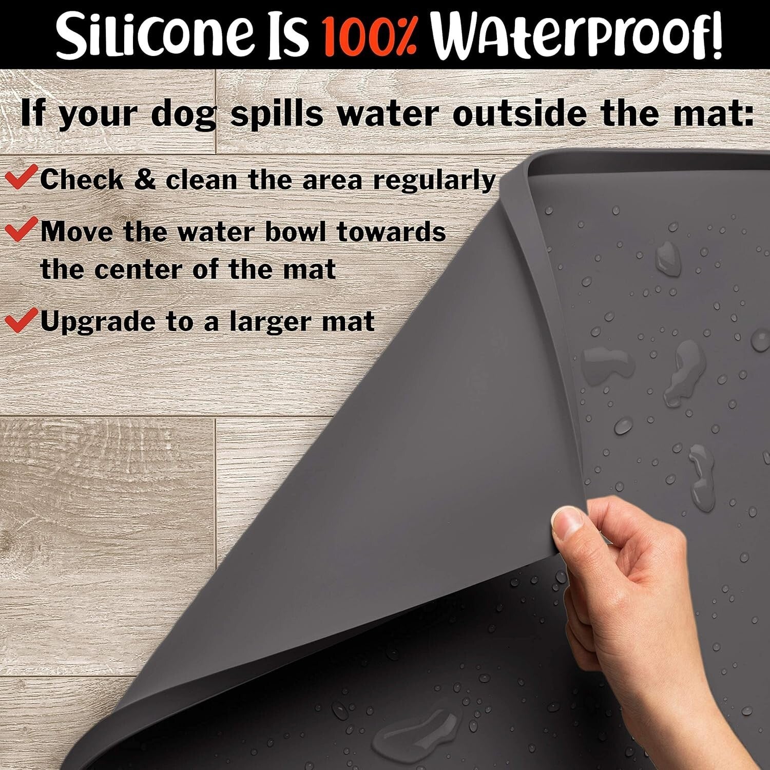 Silicone Dog Food & Bowl Mat - XL 28" x 18" with Non-Slip Edges for All Pets