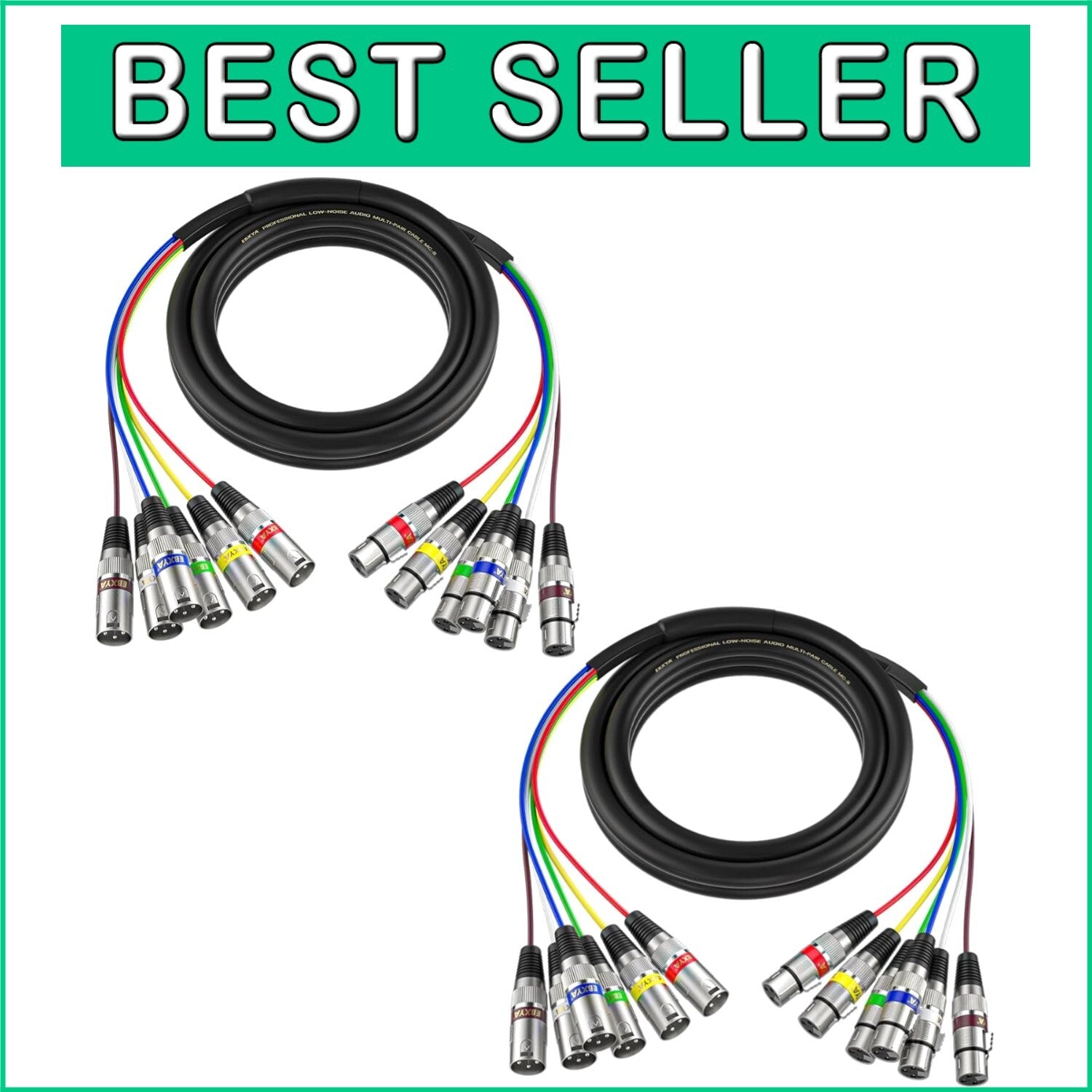 2 Pack 6 Ft XLR Snake Cables - Anti-Interference, Durable Design for Live Sound