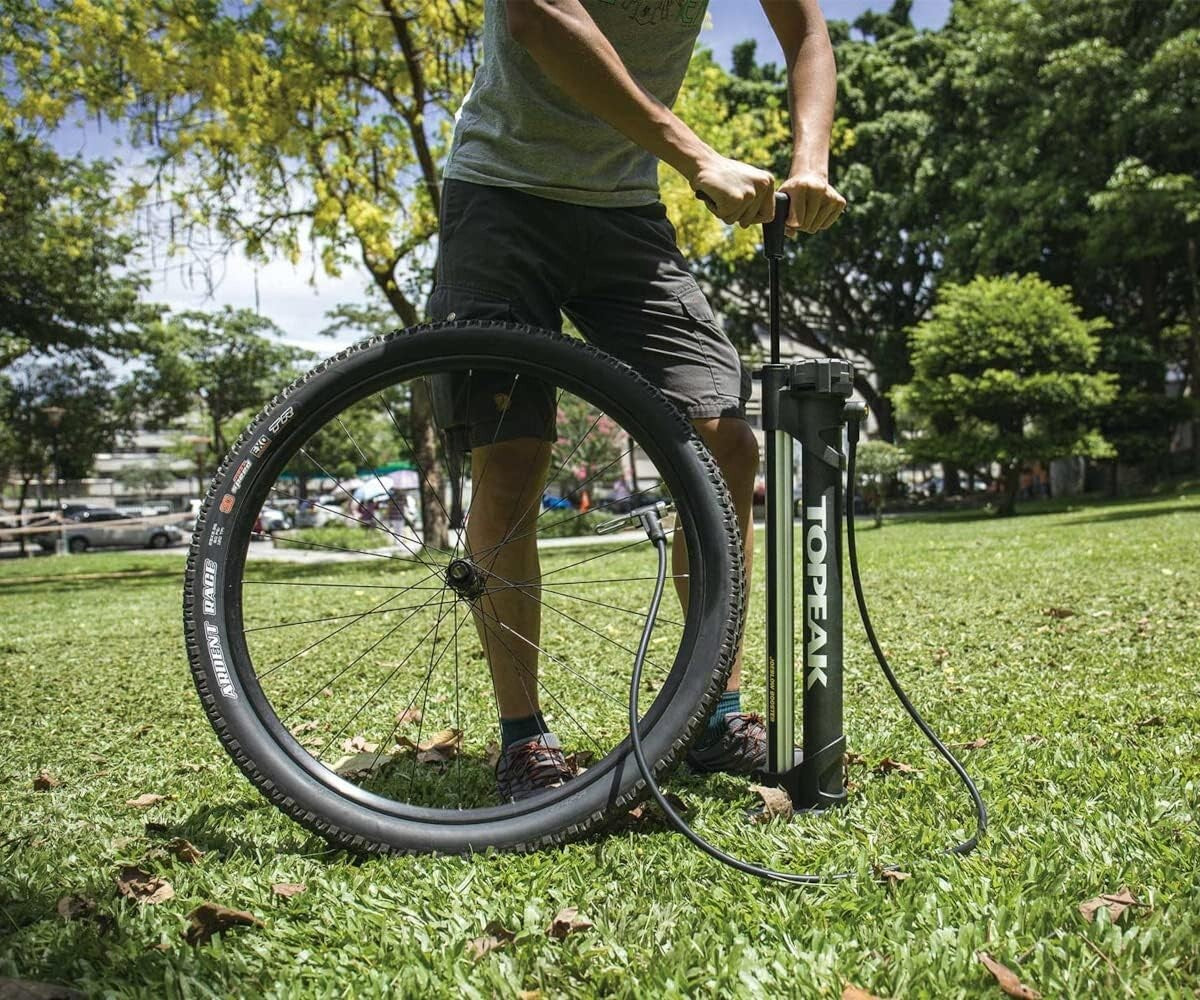 Premium Black Floor Air Pump - Extra-Long Hose for Easy Valve Connection