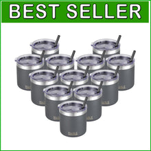 Load image into Gallery viewer, Compact Double Wall Insulated Coffee Tumblers - 10oz Charcoal Gray - 12 Pack