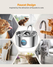 Load image into Gallery viewer, 108oz Stainless Steel Cat Water Fountain - Auto Dispenser for Healthy Hydration