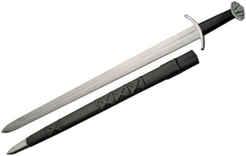 Authentic 39" Viking Sword - Stainless Steel Blade, Black Handle, & Sheath
