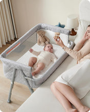 Load image into Gallery viewer, Stylish Bedside Sleeper Crib with Auto-Lock Wheels &amp; Comfortable Fleece Mattress