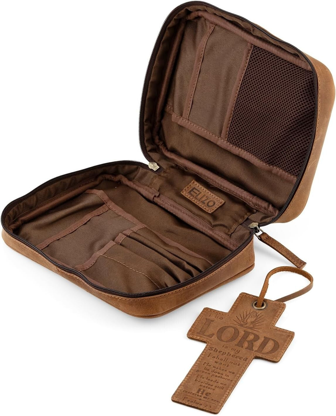 Durable Top Grain Leather Bible Carrying Case with Zipper - Perfect Gift Idea