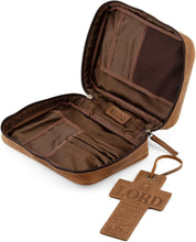 Load image into Gallery viewer, Durable Top Grain Leather Bible Carrying Case with Zipper - Perfect Gift Idea