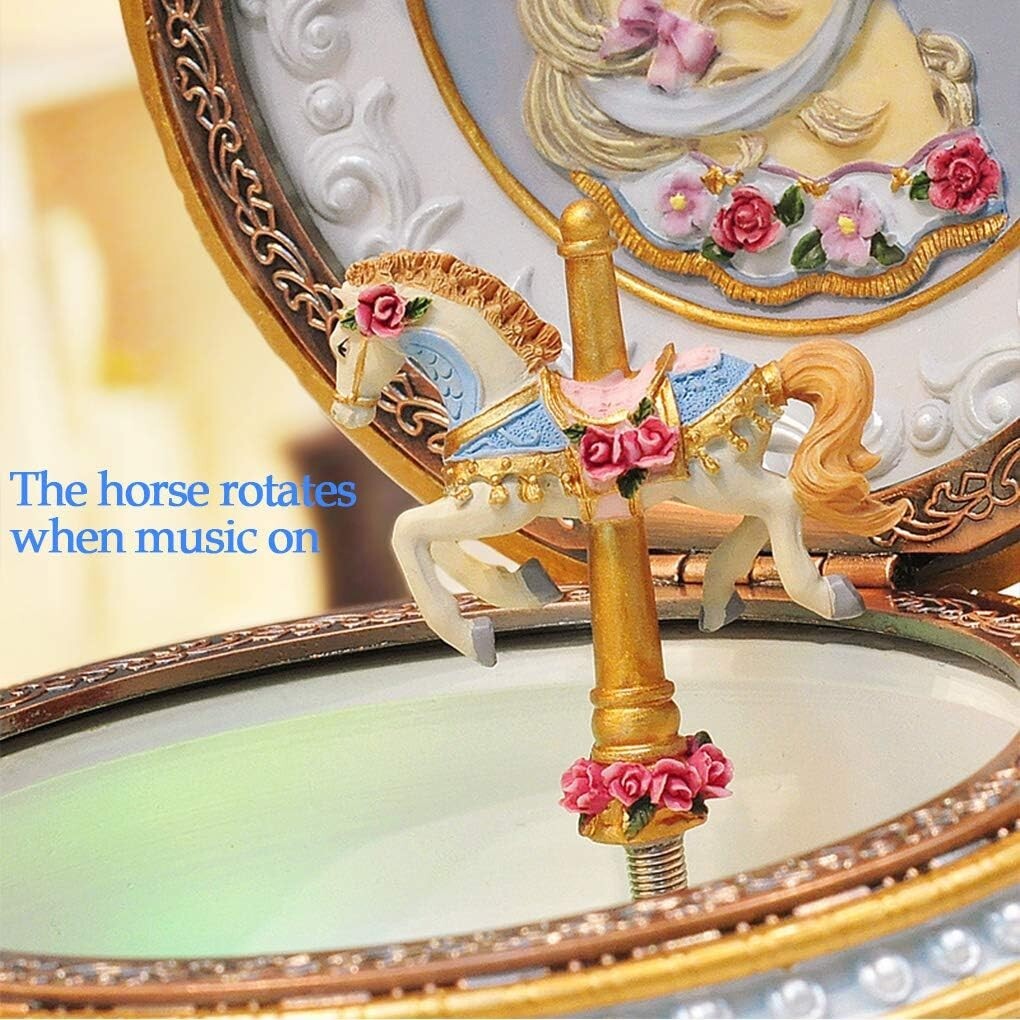 Enchanting Carousel Horse Music Box with Twinkling LED Lights - Gift for Girls