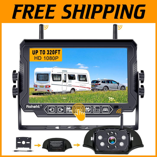 Wireless RV Backup Camera 1080P with 7'' Touchscreen LCD Monitor - Easy Setup