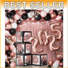 Load image into Gallery viewer, Class of 2025 Graduation Decorations - 86 PCS with LED &amp; Foil Curtain Backdrop